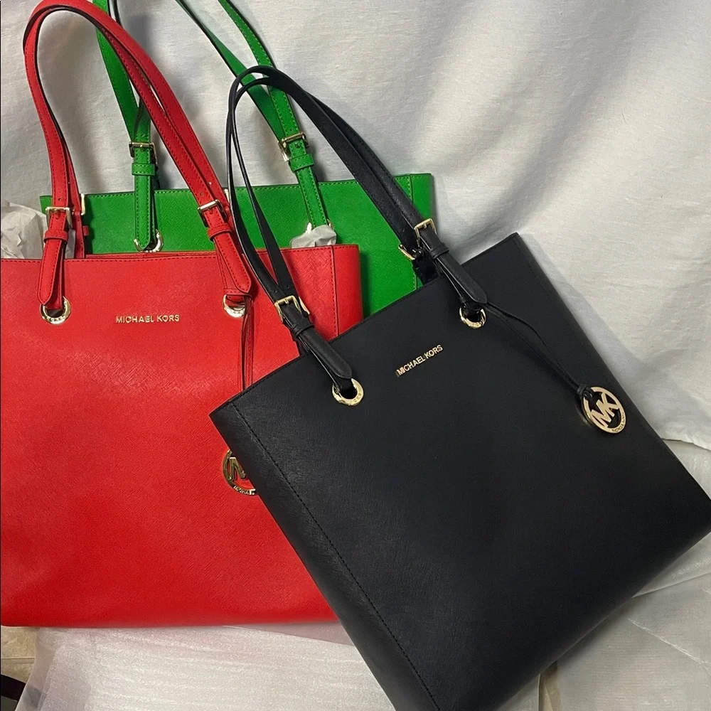 Michael Kors Black leather Tote Bag large MK purse